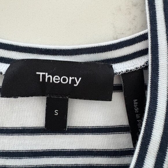 New Condition Small Theory Dark Navy White Striped Bram Tank - Picture 5 of 7